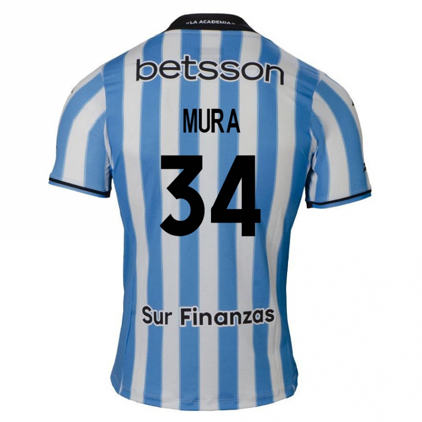 Kids Football Facundo Mura #34 Blue White Black Home Jersey 2024/25 T-Shirt