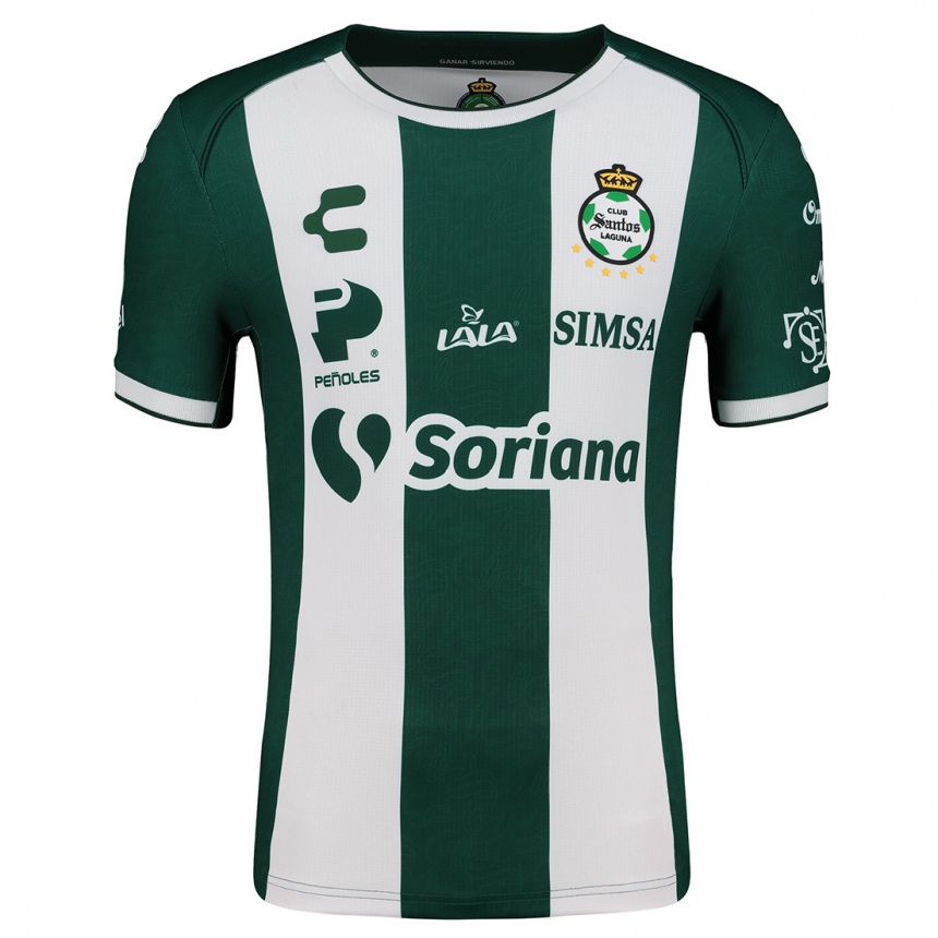 Kids Football Emmanuel Echeverría #17 Green White Home Jersey 2024/25 T-Shirt