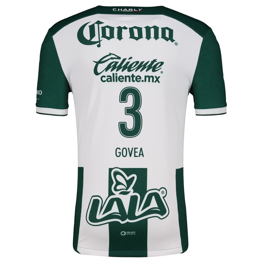 Kids Football Ismael Govea #3 Green White Home Jersey 2024/25 T-Shirt