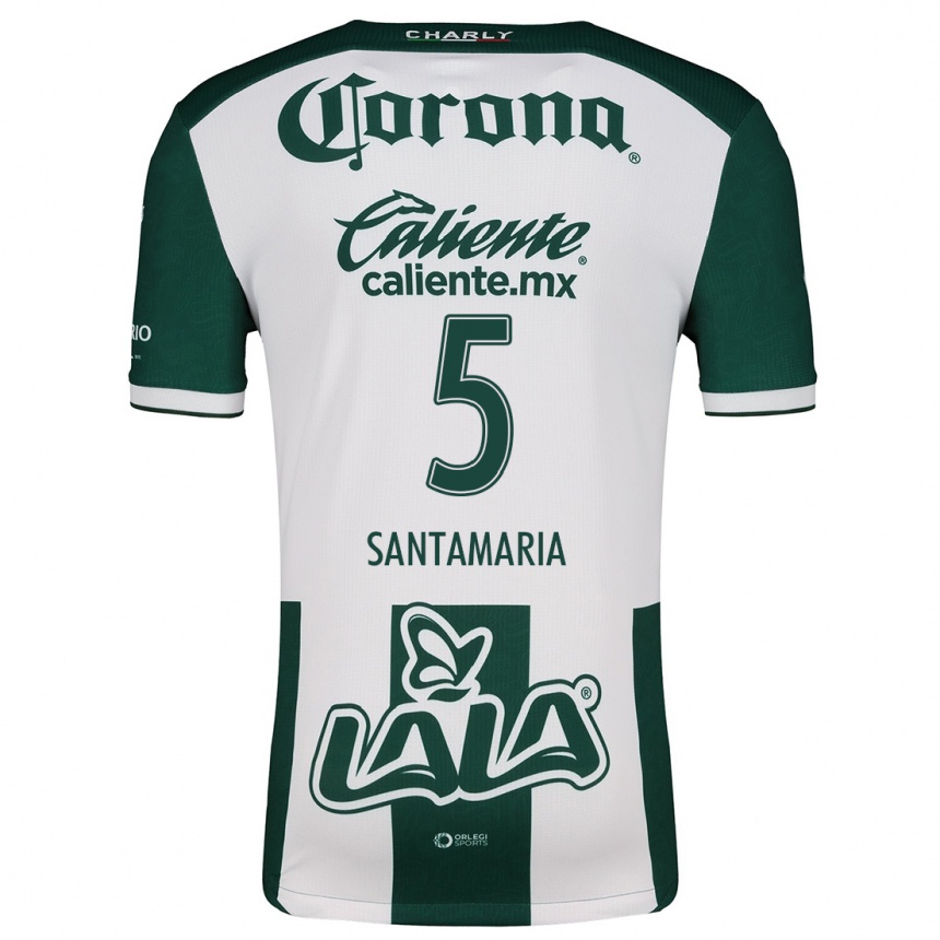 Kids Football Anderson Santamaría #5 Green White Home Jersey 2024/25 T-Shirt