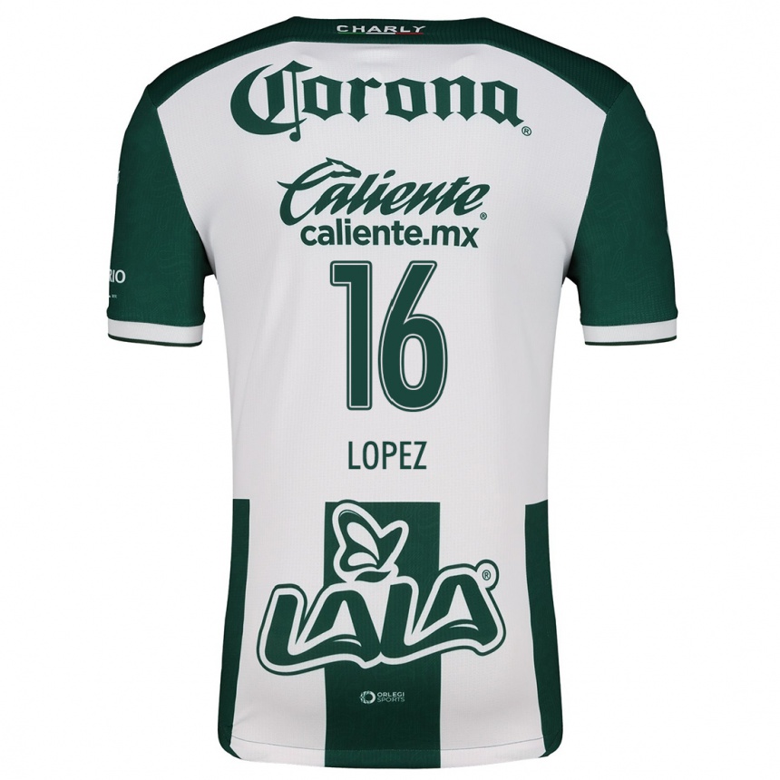 Kids Football Aldo López #16 Green White Home Jersey 2024/25 T-Shirt