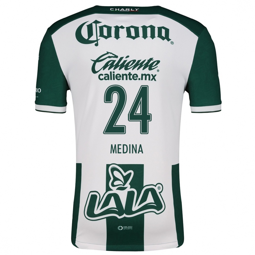 Kids Football Diego Medina #24 Green White Home Jersey 2024/25 T-Shirt