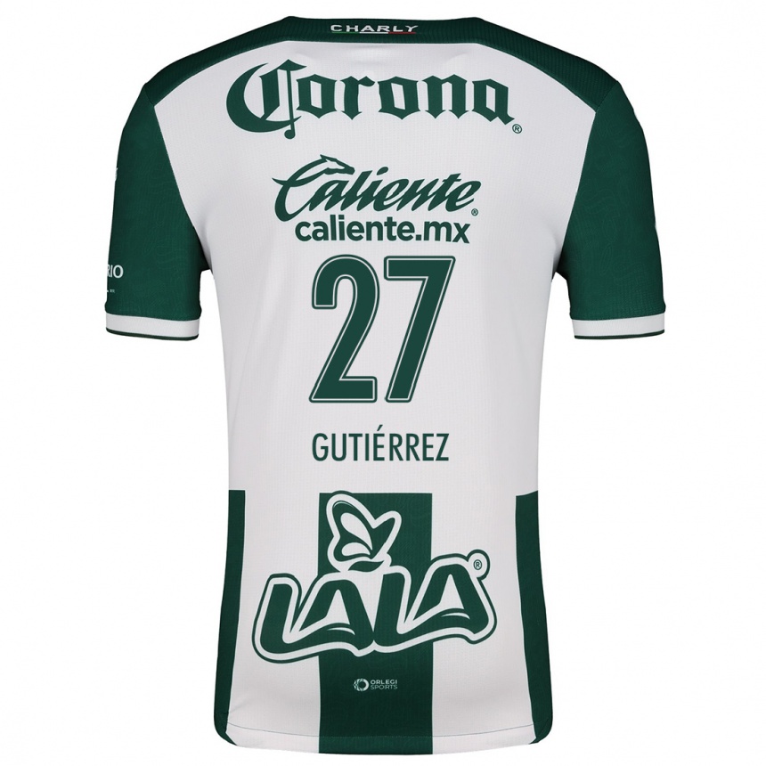 Kids Football Luis Gutiérrez #27 Green White Home Jersey 2024/25 T-Shirt