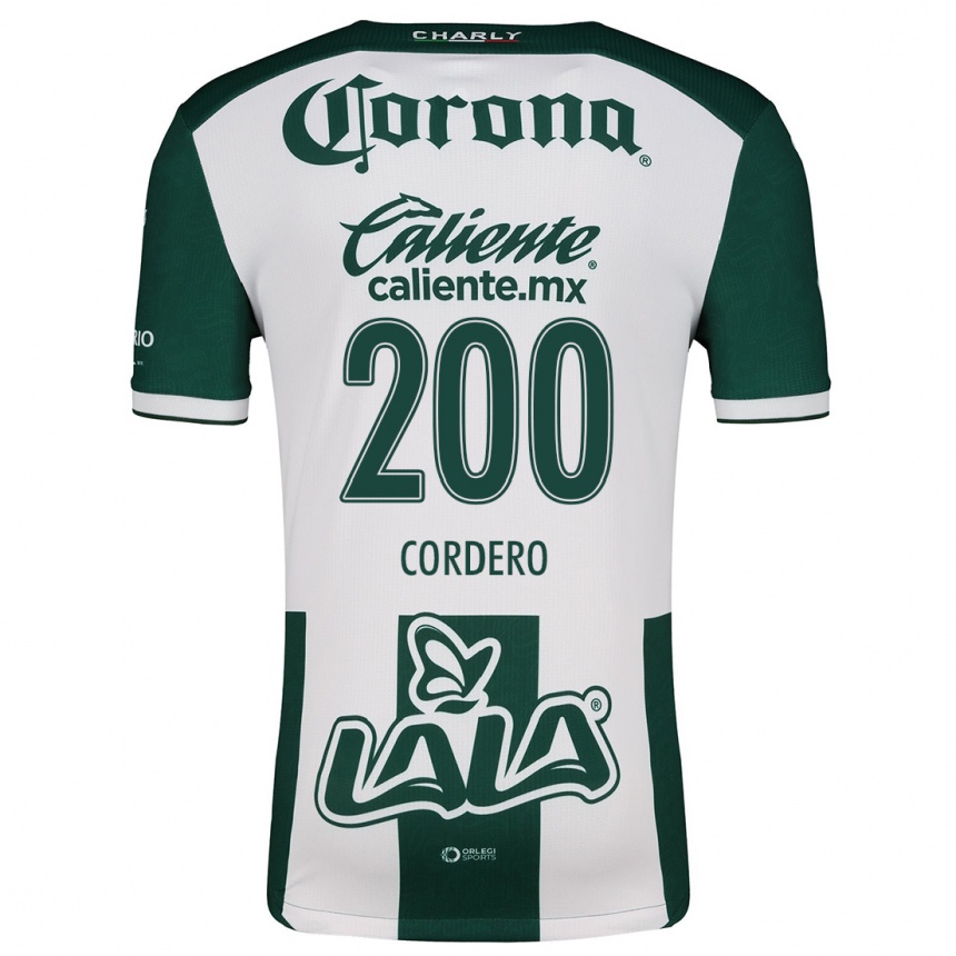 Kids Football Mario Cordero #200 Green White Home Jersey 2024/25 T-Shirt