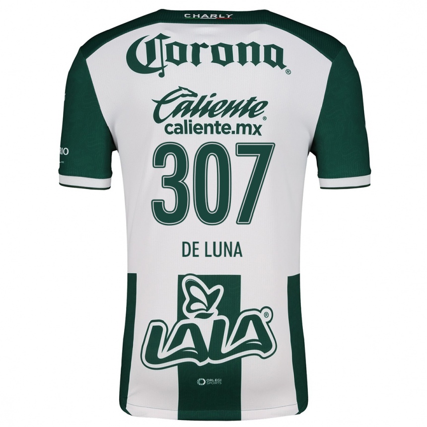 Kids Football Eduardo De Luna #307 Green White Home Jersey 2024/25 T-Shirt