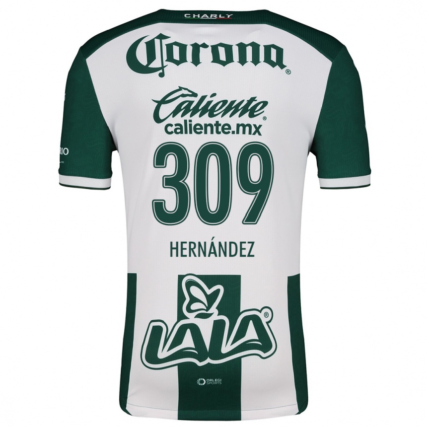 Kids Football Julio Hernández #309 Green White Home Jersey 2024/25 T-Shirt