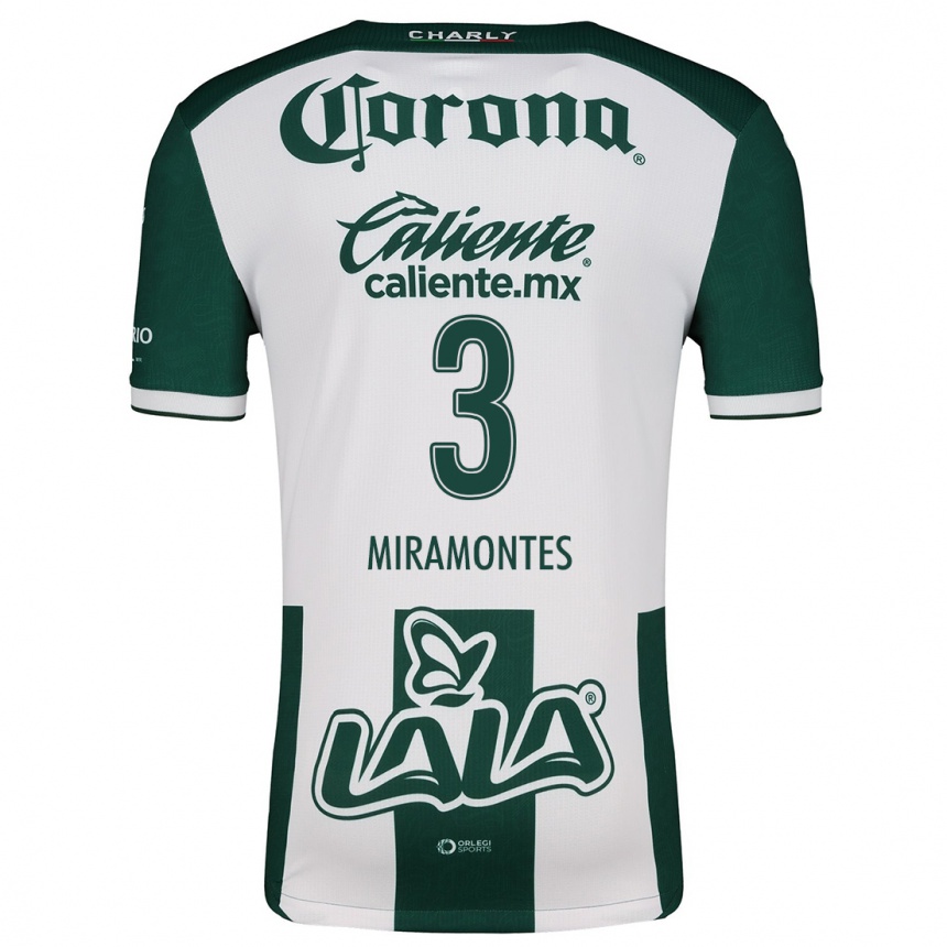 Kids Football Natalia Miramontes #3 Green White Home Jersey 2024/25 T-Shirt