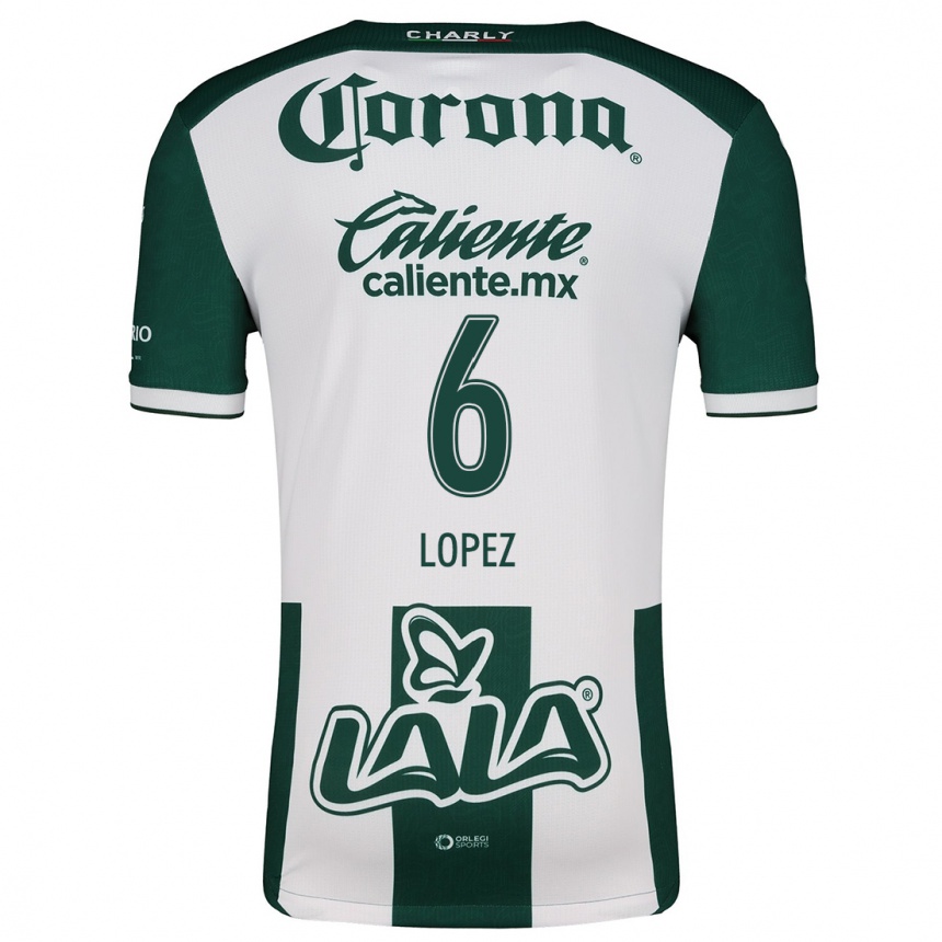 Kids Football Brenda López #6 Green White Home Jersey 2024/25 T-Shirt