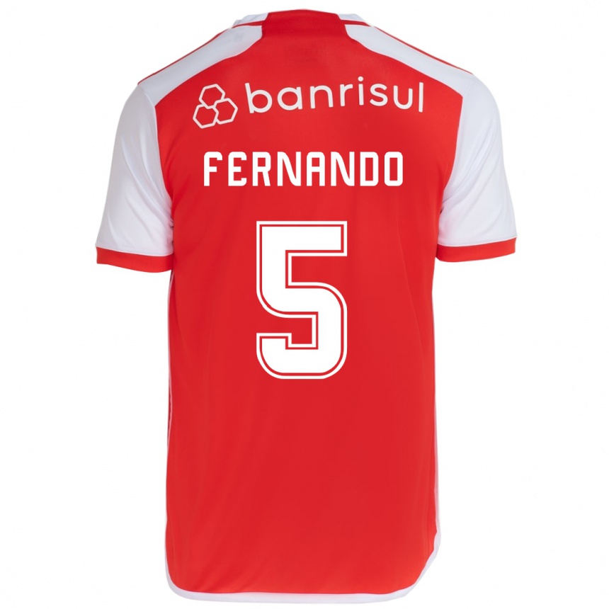 Kids Football Fernando #5 Red White Home Jersey 2024/25 T-Shirt