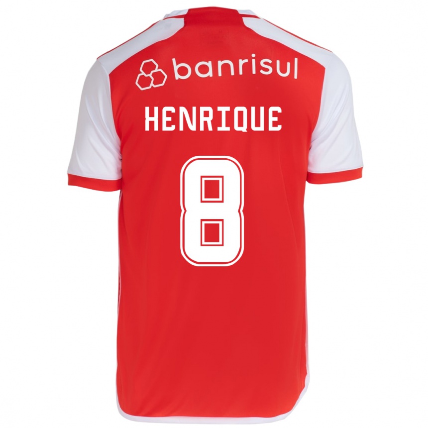 Kids Football Bruno Henrique #8 Red White Home Jersey 2024/25 T-Shirt