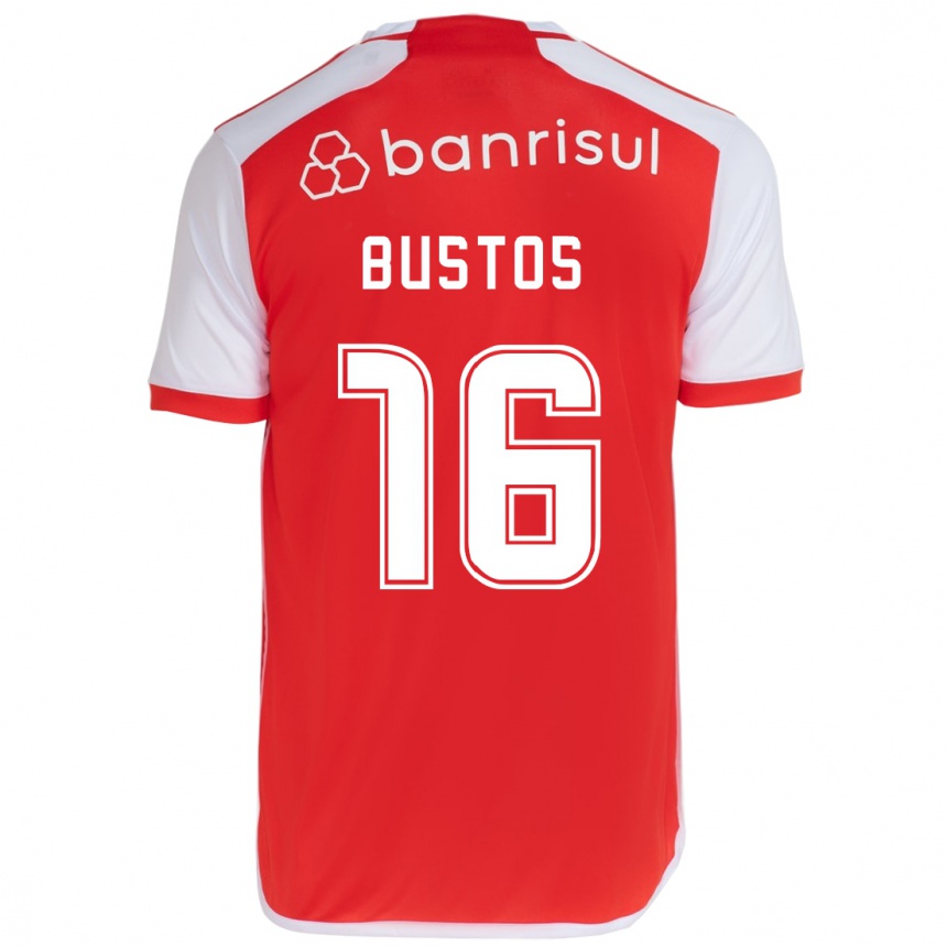 Kids Football Fabricio Bustos #16 Red White Home Jersey 2024/25 T-Shirt