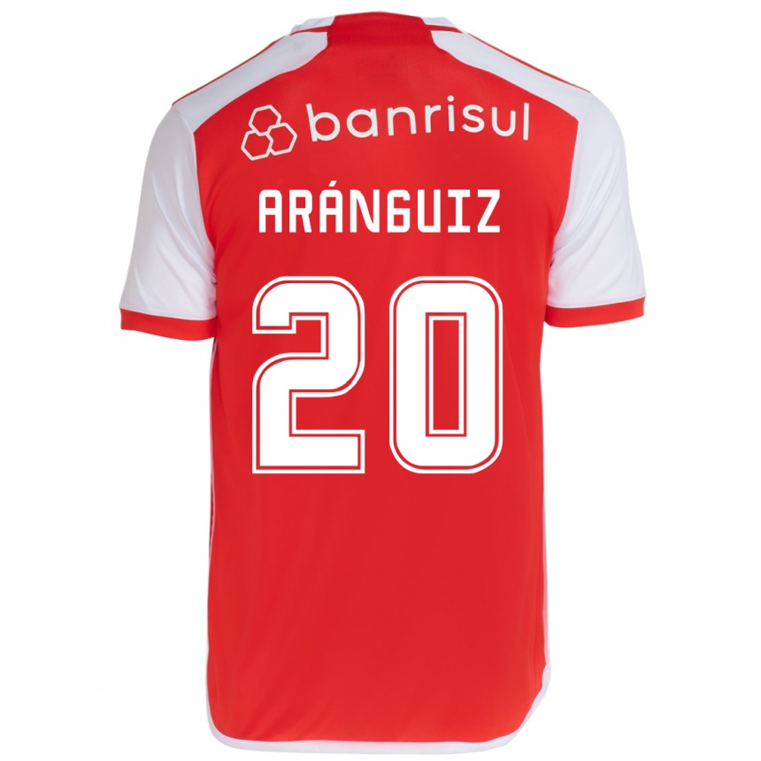 Kids Football Charles Aránguiz #20 Red White Home Jersey 2024/25 T-Shirt