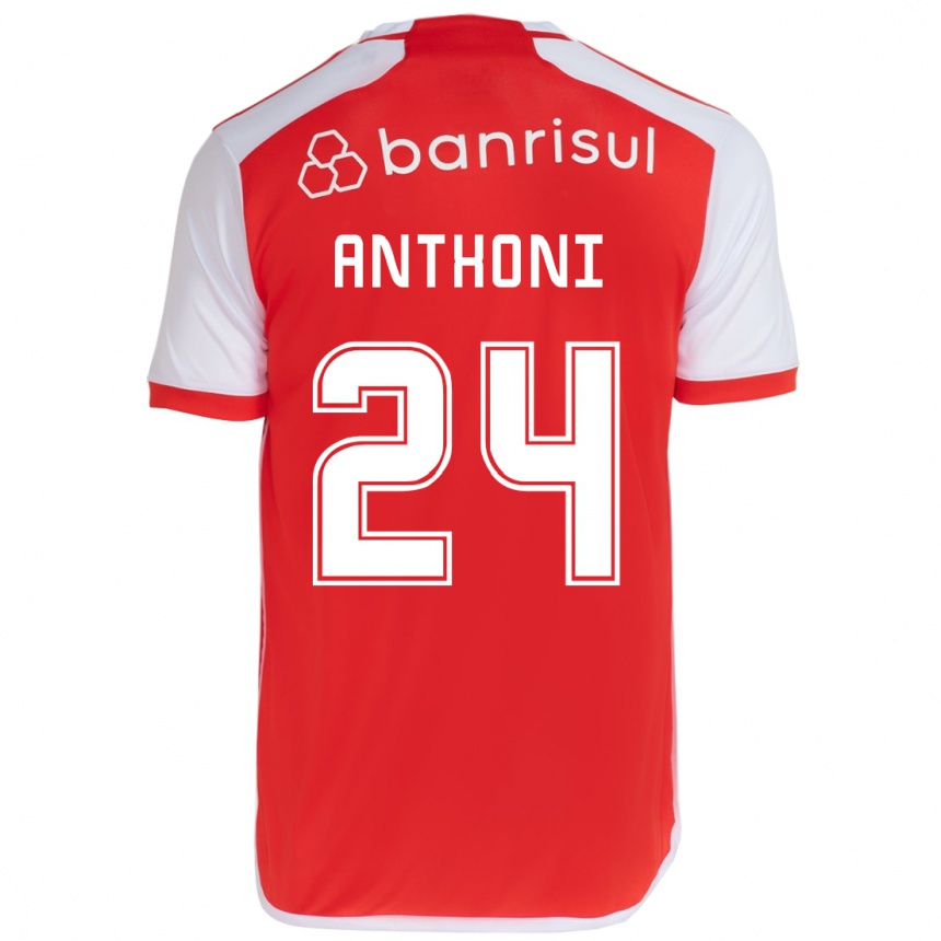 Kids Football Anthoni #24 Red White Home Jersey 2024/25 T-Shirt