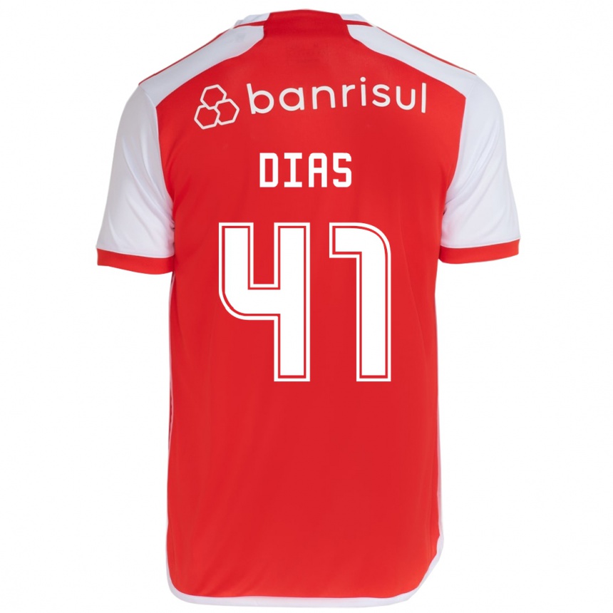 Kids Football Matheus Dias #41 Red White Home Jersey 2024/25 T-Shirt