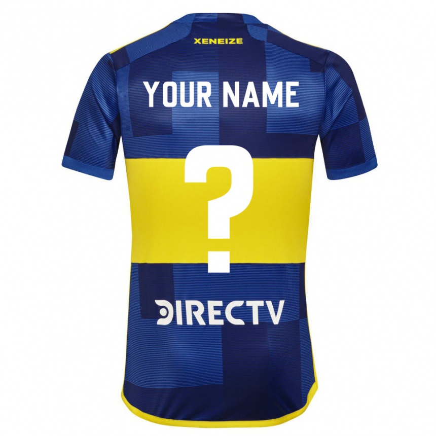 Kids Football Your Name #0 Blue Yellow Home Jersey 2024/25 T-Shirt