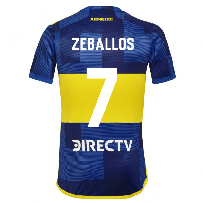 Kids Football Exequiel Zeballos #7 Blue Yellow Home Jersey 2024/25 T-Shirt