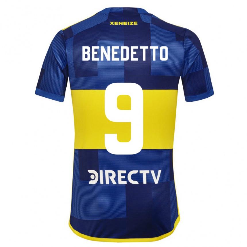 Kids Football Dario Benedetto #9 Blue Yellow Home Jersey 2024/25 T-Shirt