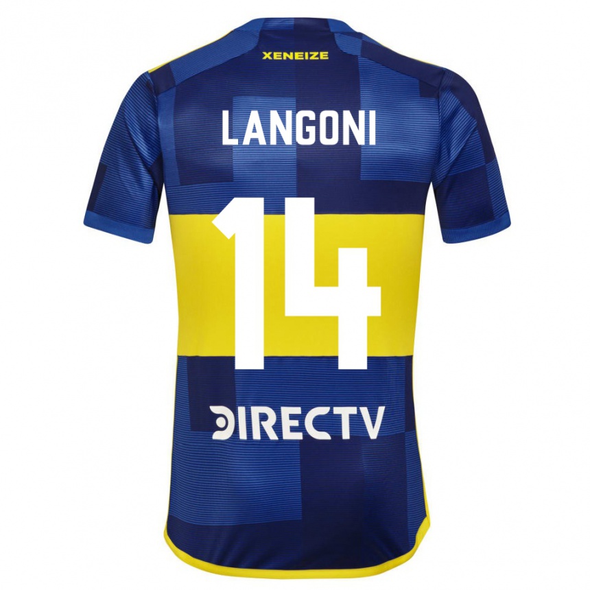 Kids Football Luca Langoni #14 Blue Yellow Home Jersey 2024/25 T-Shirt