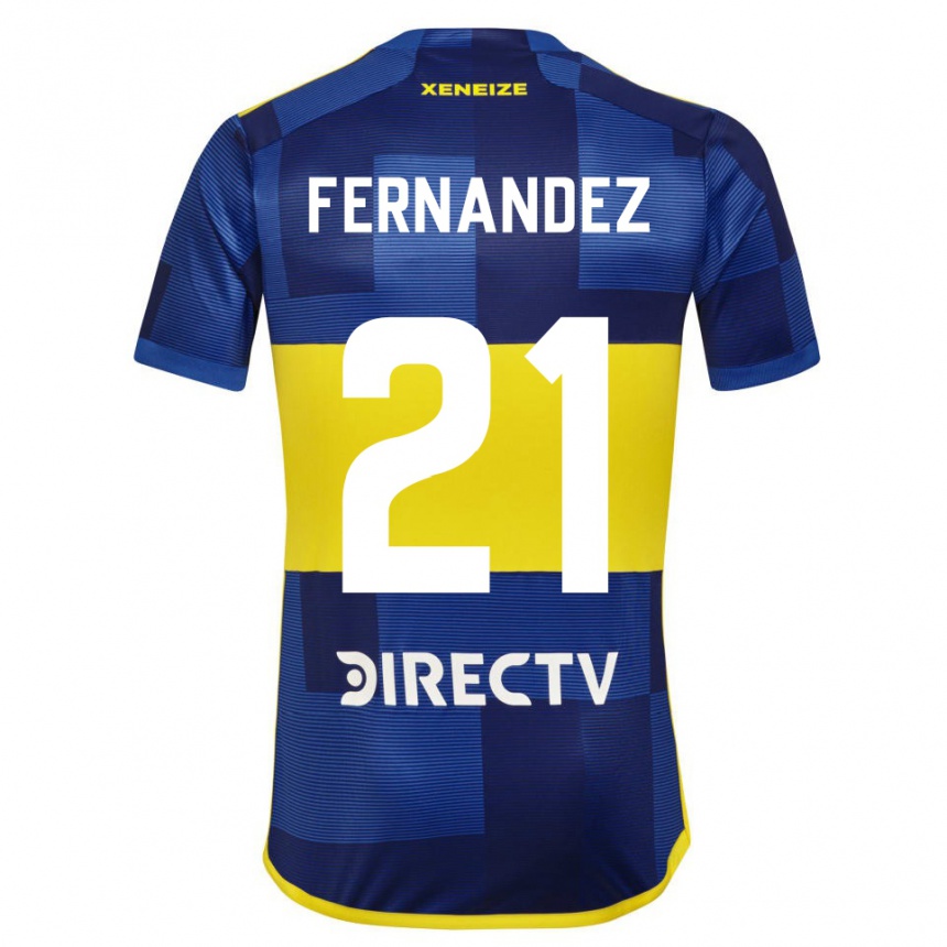 Kids Football Ezequiel Fernández #21 Blue Yellow Home Jersey 2024/25 T-Shirt