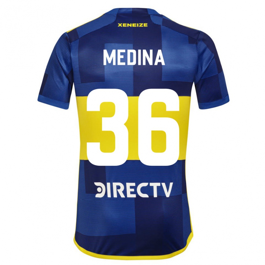 Kids Football Cristian Medina #36 Blue Yellow Home Jersey 2024/25 T-Shirt