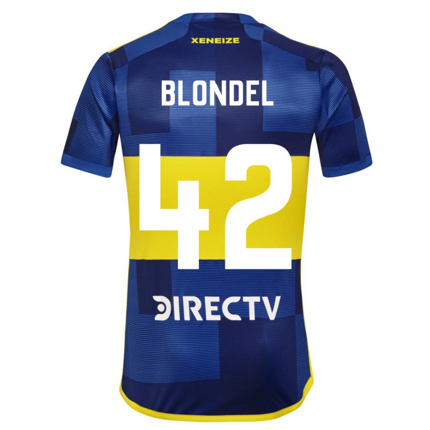 Kids Football Lucas Blondel #42 Blue Yellow Home Jersey 2024/25 T-Shirt