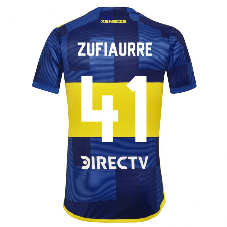 Kids Football Iker Zufiaurre #41 Blue Yellow Home Jersey 2024/25 T-Shirt