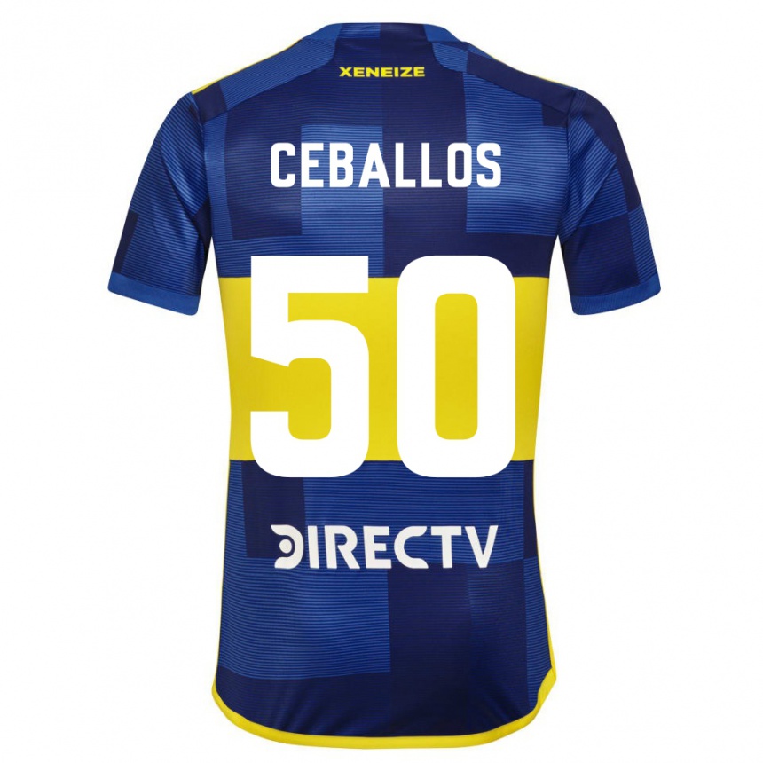 Kids Football Julián Ceballos #50 Blue Yellow Home Jersey 2024/25 T-Shirt