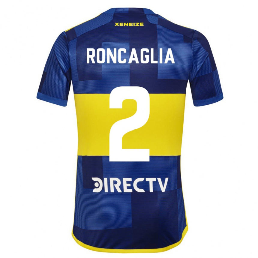 Kids Football Facundo Roncaglia #2 Blue Yellow Home Jersey 2024/25 T-Shirt