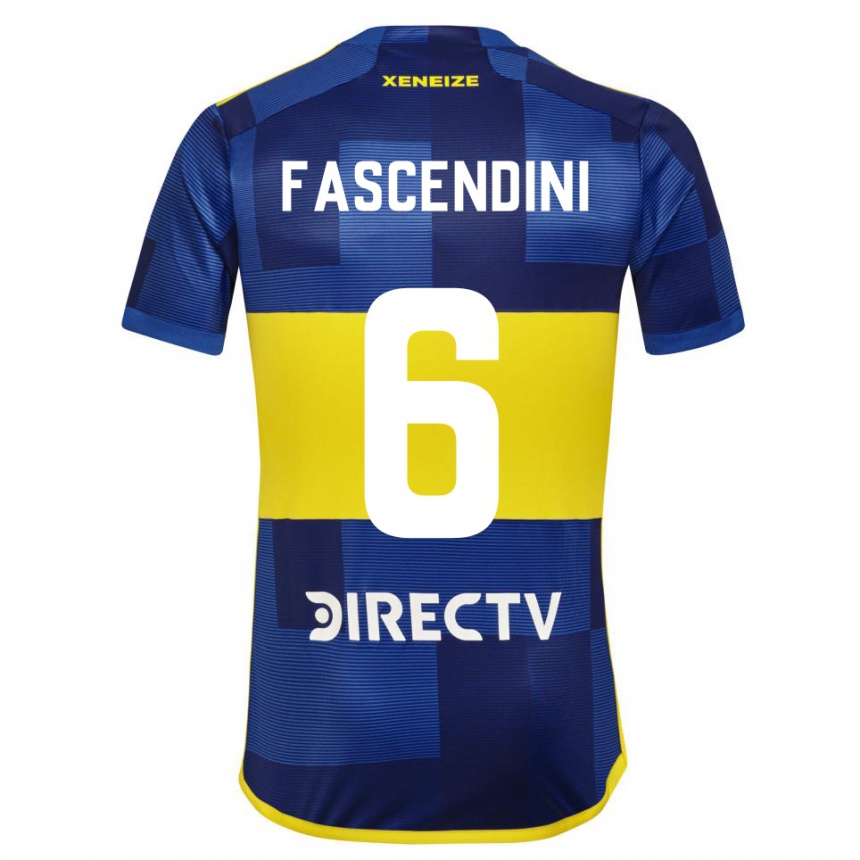 Kids Football Valentin Fascendini #6 Blue Yellow Home Jersey 2024/25 T-Shirt