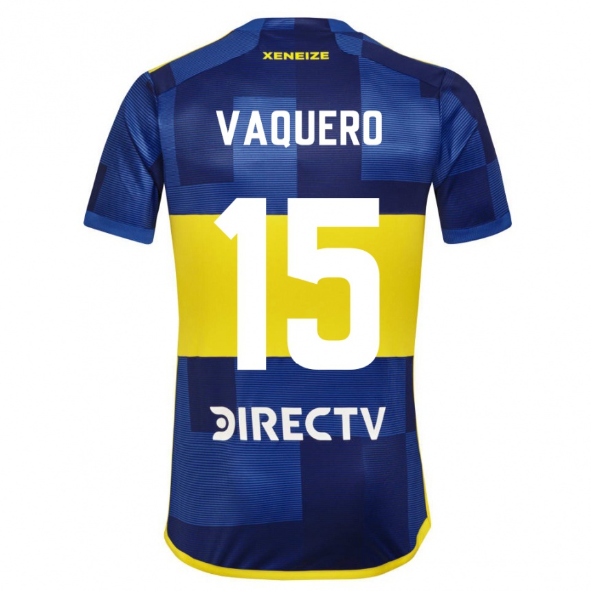 Kids Football Ivan Vaquero #15 Blue Yellow Home Jersey 2024/25 T-Shirt