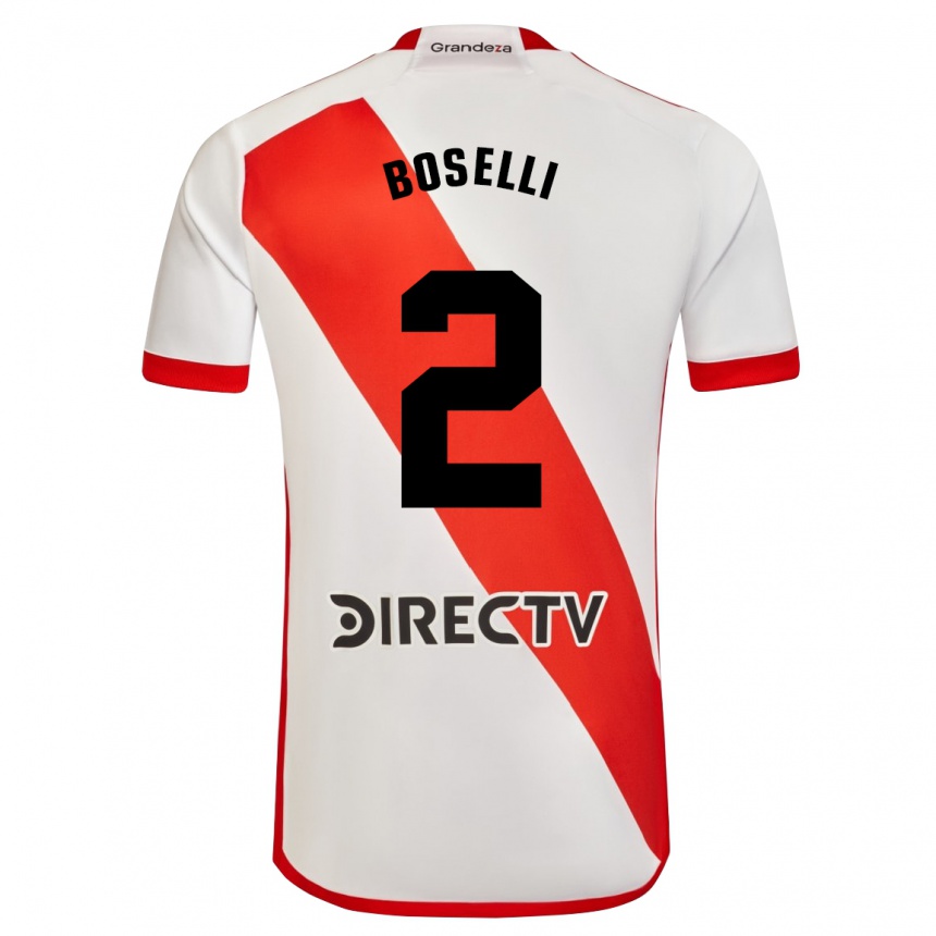 Kids Football Sebastián Boselli #2 White Red Home Jersey 2024/25 T-Shirt