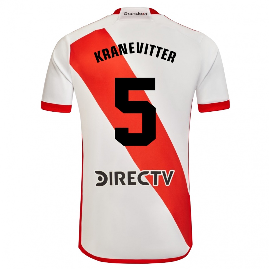 Kids Football Matías Kranevitter #5 White Red Home Jersey 2024/25 T-Shirt