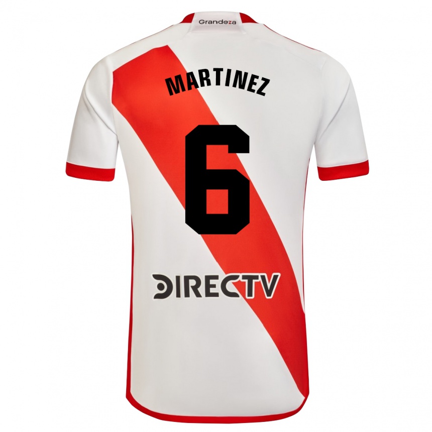 Kids Football David Martínez #6 White Red Home Jersey 2024/25 T-Shirt