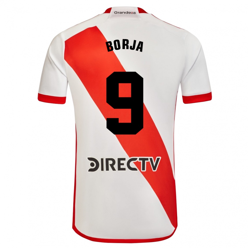 Kids Football Miguel Borja #9 White Red Home Jersey 2024/25 T-Shirt