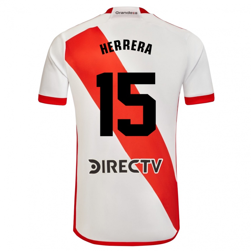 Kids Football Andrés Herrera #15 White Red Home Jersey 2024/25 T-Shirt