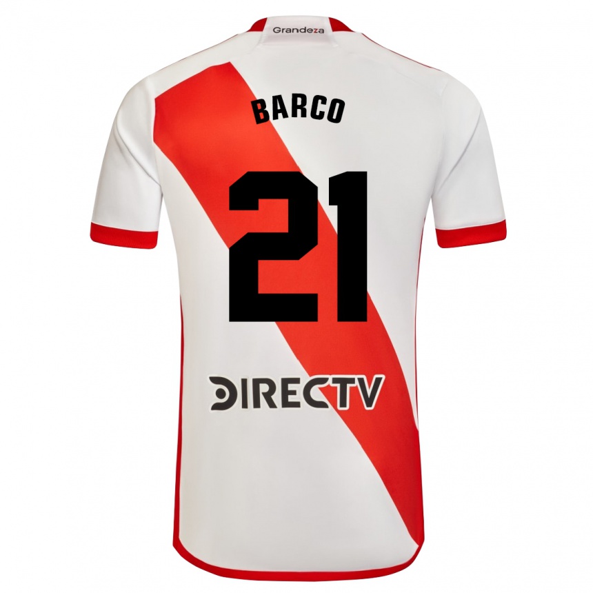 Kids Football Esequiel Barco #21 White Red Home Jersey 2024/25 T-Shirt