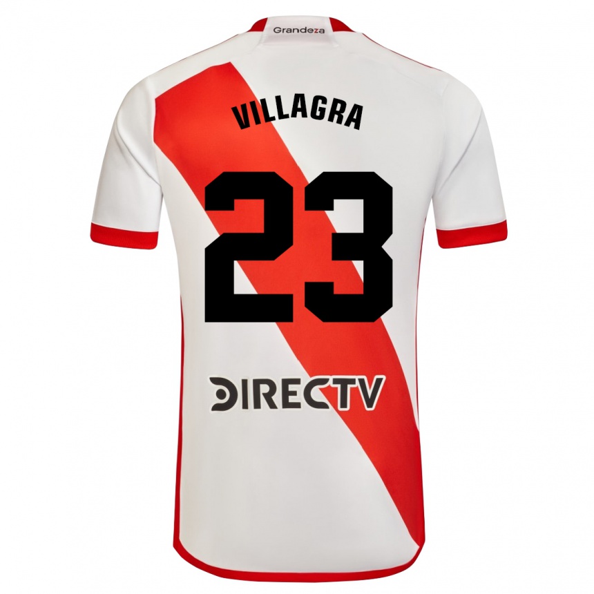 Kids Football Rodrigo Villagra #23 White Red Home Jersey 2024/25 T-Shirt