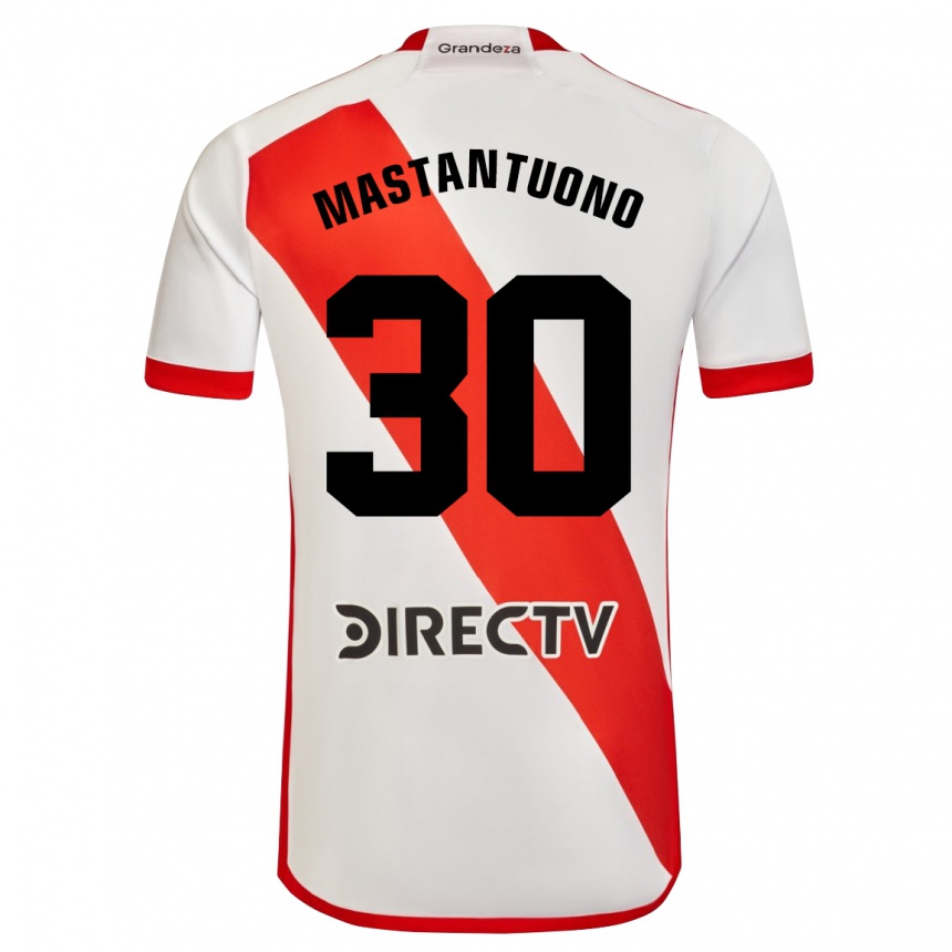 Kids Football Franco Mastantuono #30 White Red Home Jersey 2024/25 T-Shirt