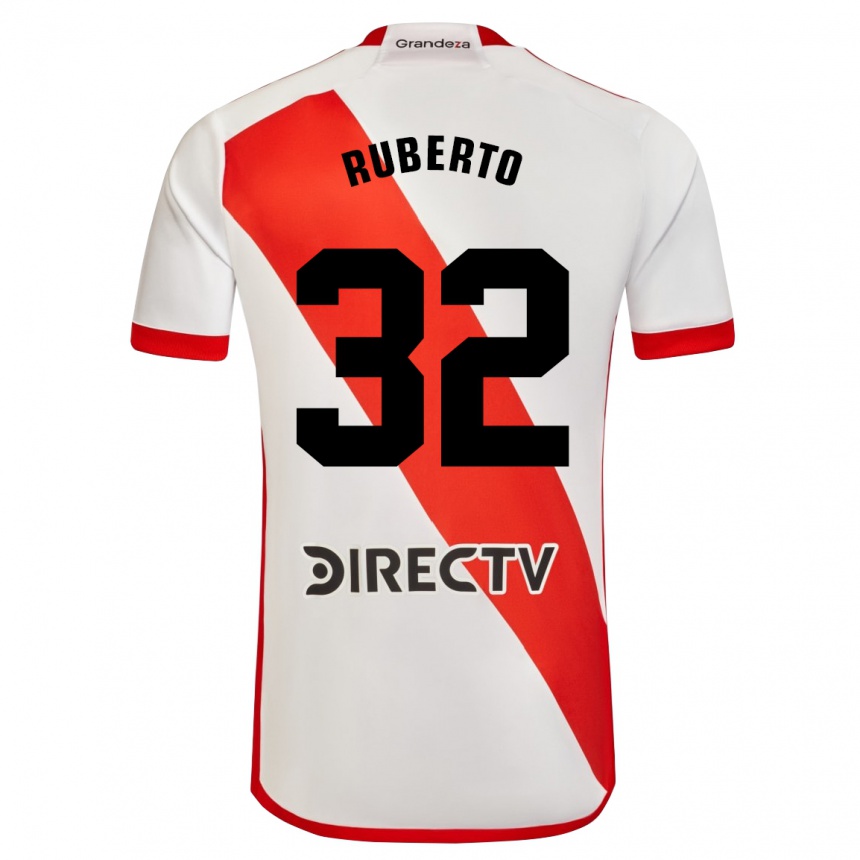 Kids Football Agustín Ruberto #32 White Red Home Jersey 2024/25 T-Shirt