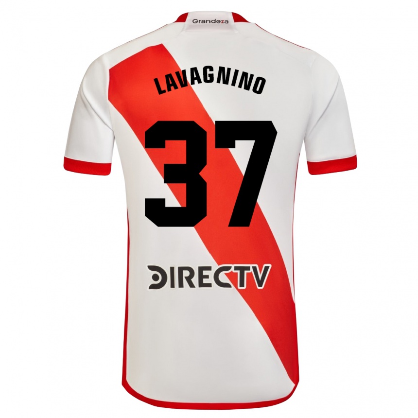 Kids Football Lucas Lavagnino #37 White Red Home Jersey 2024/25 T-Shirt