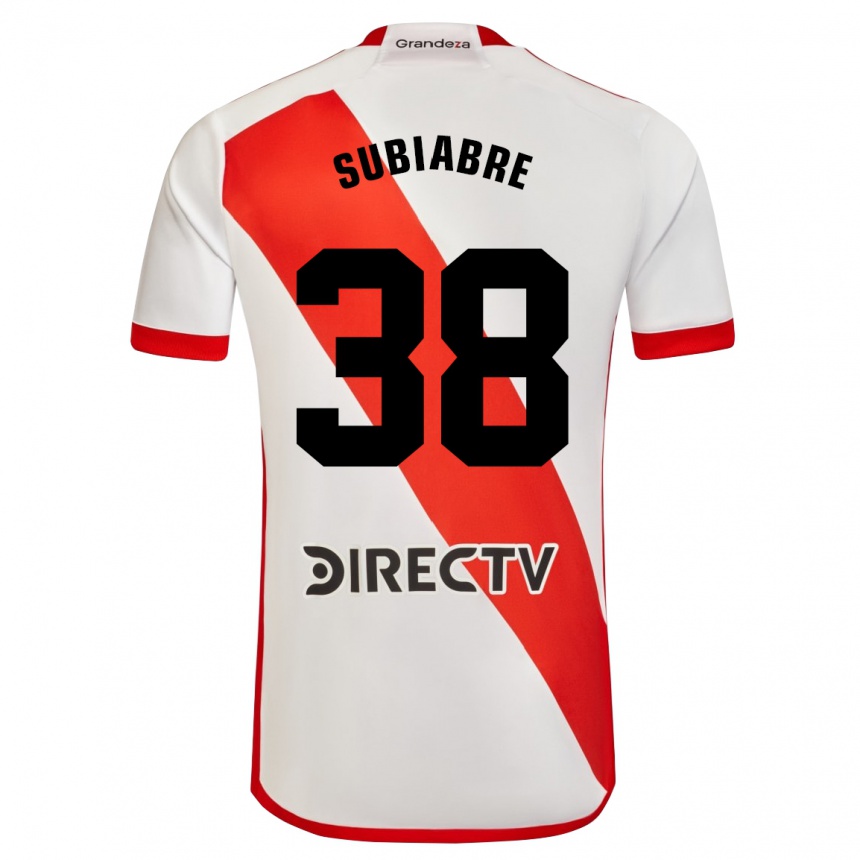 Kids Football Ian Subiabre #38 White Red Home Jersey 2024/25 T-Shirt