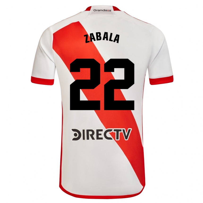 Kids Football Daniel Zabala #22 White Red Home Jersey 2024/25 T-Shirt