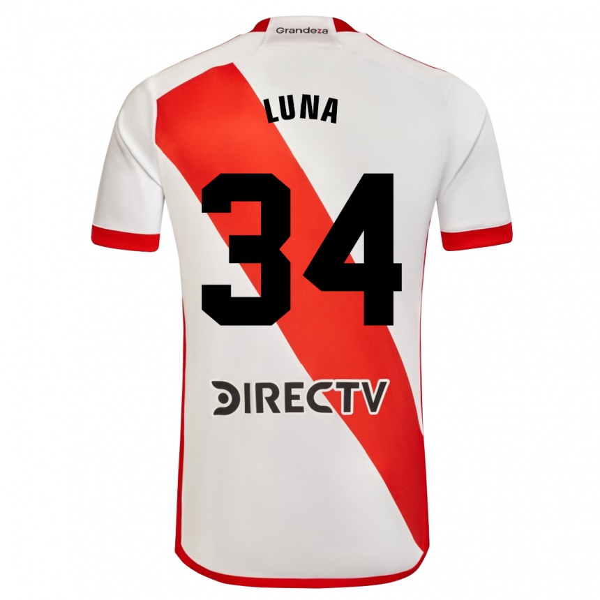 Kids Football Jonás Luna #34 White Red Home Jersey 2024/25 T-Shirt