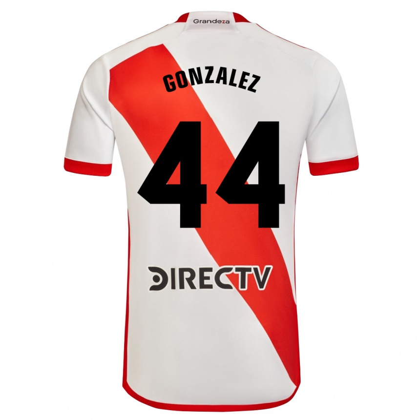 Kids Football Alexis González #44 White Red Home Jersey 2024/25 T-Shirt