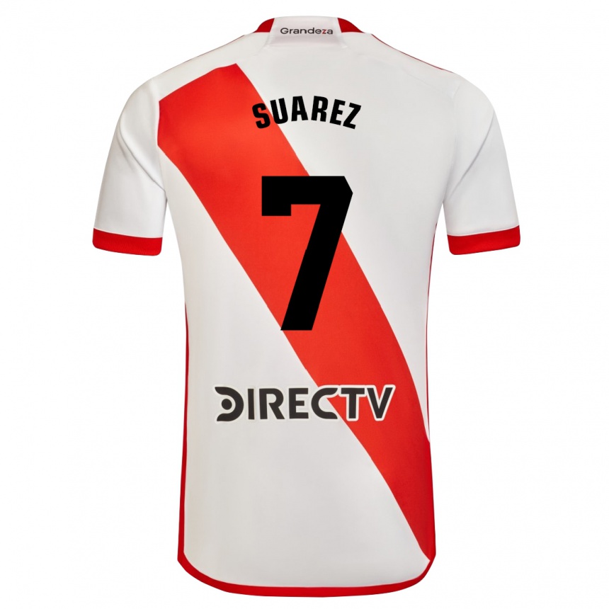 Kids Football Matías Suárez #7 White Red Home Jersey 2024/25 T-Shirt