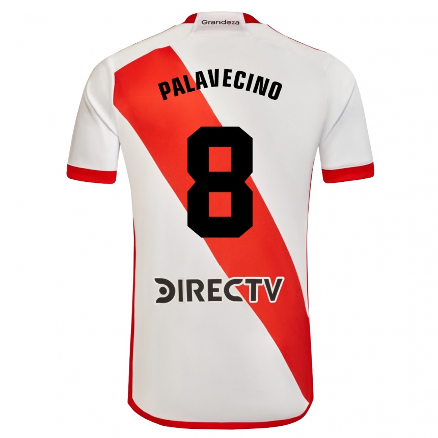 Kids Football Agustín Palavecino #8 White Red Home Jersey 2024/25 T-Shirt