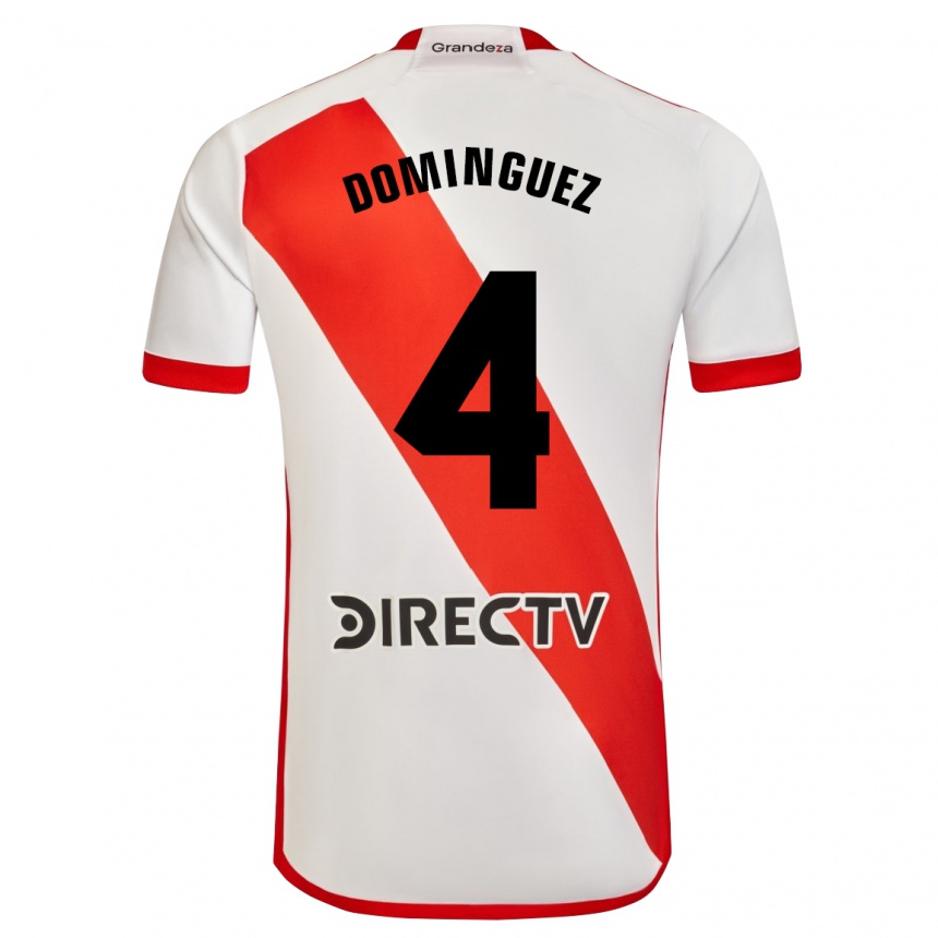 Kids Football Evelyn Sofía Domínguez #4 White Red Home Jersey 2024/25 T-Shirt