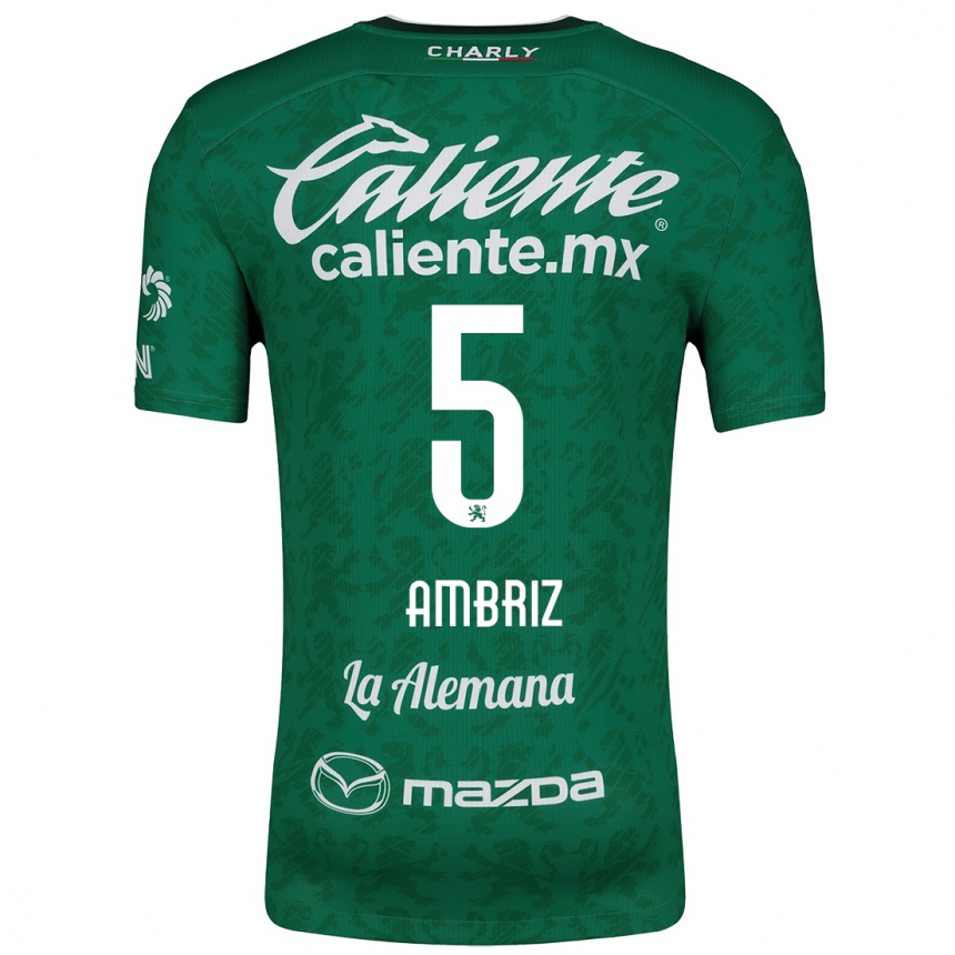 Kids Football Fidel Ambríz #5 Green White Home Jersey 2024/25 T-Shirt