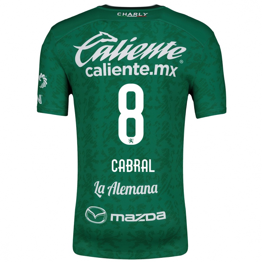 Kids Football Luciano Cabral #8 Green White Home Jersey 2024/25 T-Shirt