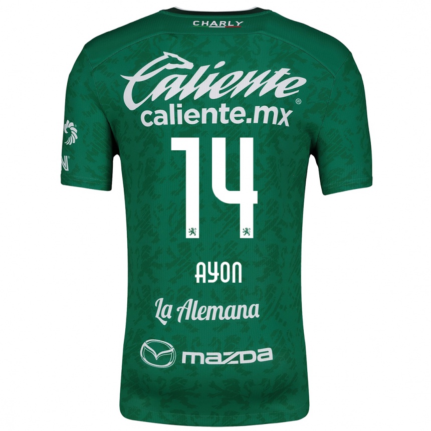 Kids Football Ettson Ayón #14 Green White Home Jersey 2024/25 T-Shirt